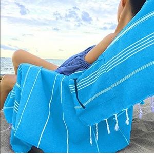 Turkish Beach Towel w/Hidden Pocket / Made in Turkiye / Cotton